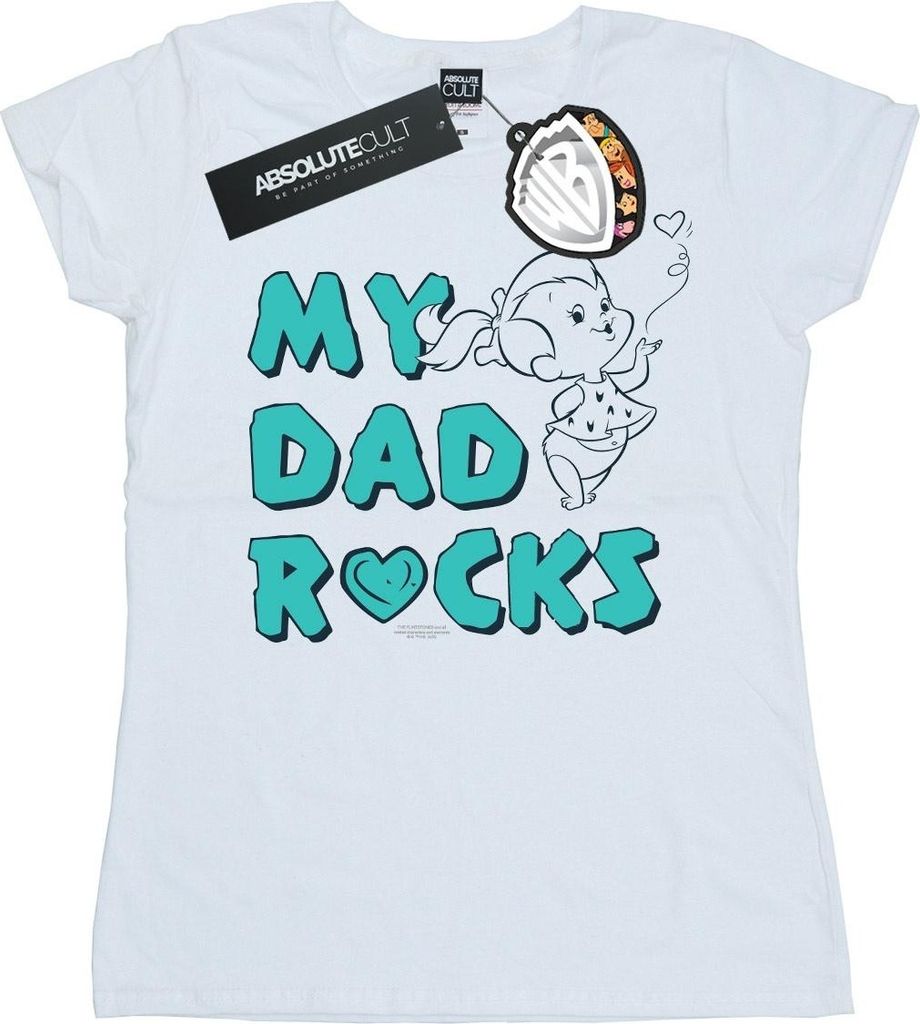 The Flintstones - "My Dad Rocks" T-Shirt für Damen BI48605 (M) (Weiß)