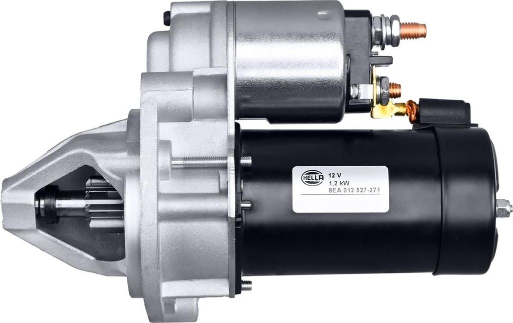 A studio shot of a car starter motor.