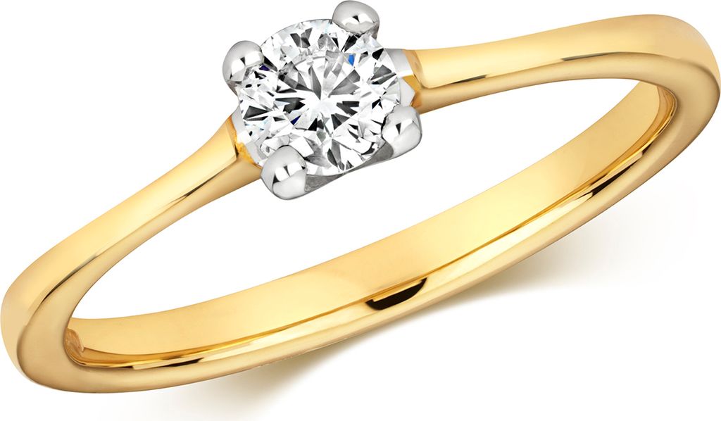 Funkelndes Feuer 9 Karat (375) Gold Damen - Diamant Solitärring Brillant-Schliff 0.35 Karat H - I1, 54 (17.2); TRS320359KYRSN