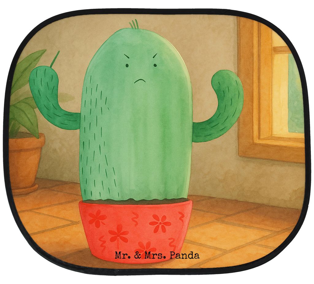 Mr. & Mrs. Panda Sonnenschutz Auto Kaktus Wut Design - Weiß - Geschenk, saugnapf, ärgern, Kakteen, Büro, Sonnenblende, Chefin, Hitzeschutz, Kollege