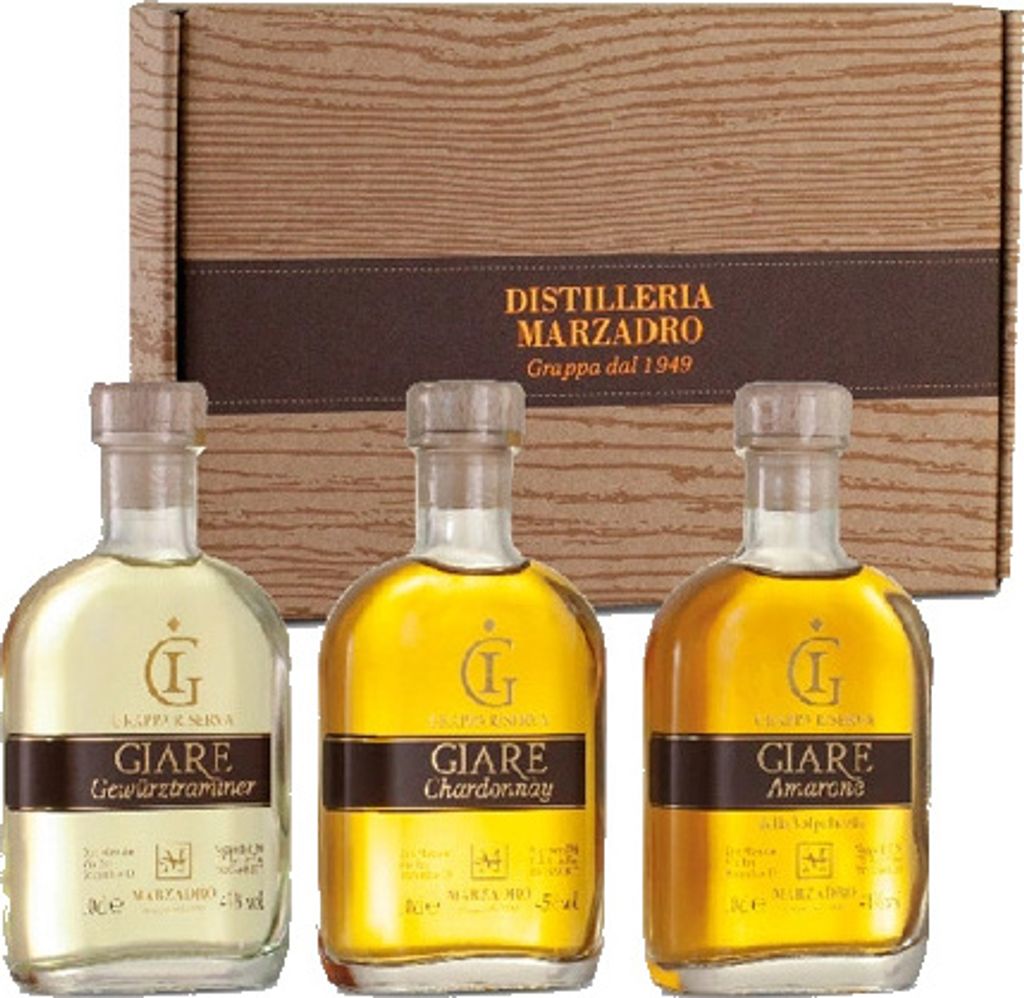 Marzadro Giare Grappa Riserva Miniatur Collection 3x0,10l