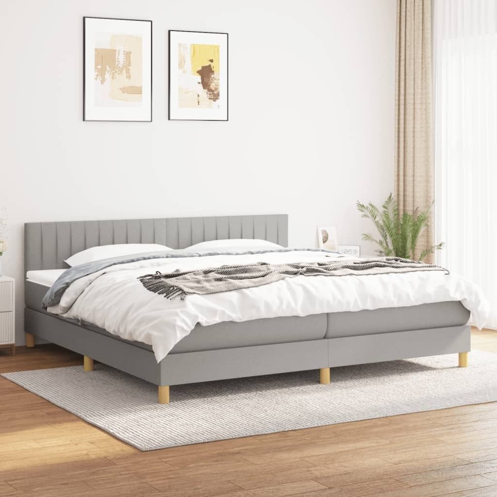 "Rabatt" Boxspringbett mit Matratze - 2 Personen - Strapazierfähiger Stoff - Hellgrau 200x200 cm Stoff - Klassische Betten CC6797