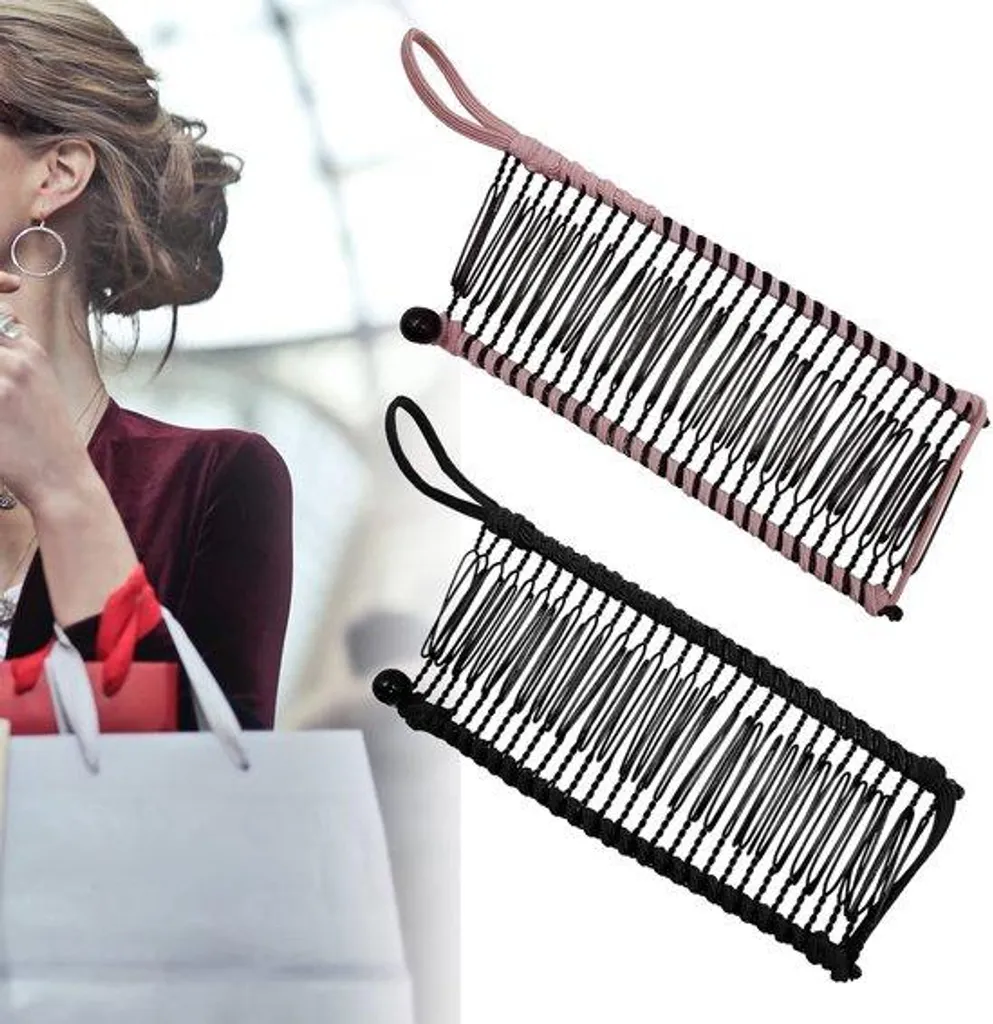 Pince à cheveux antidérapante 30 dents vintage lot de 2 élastiques et mats