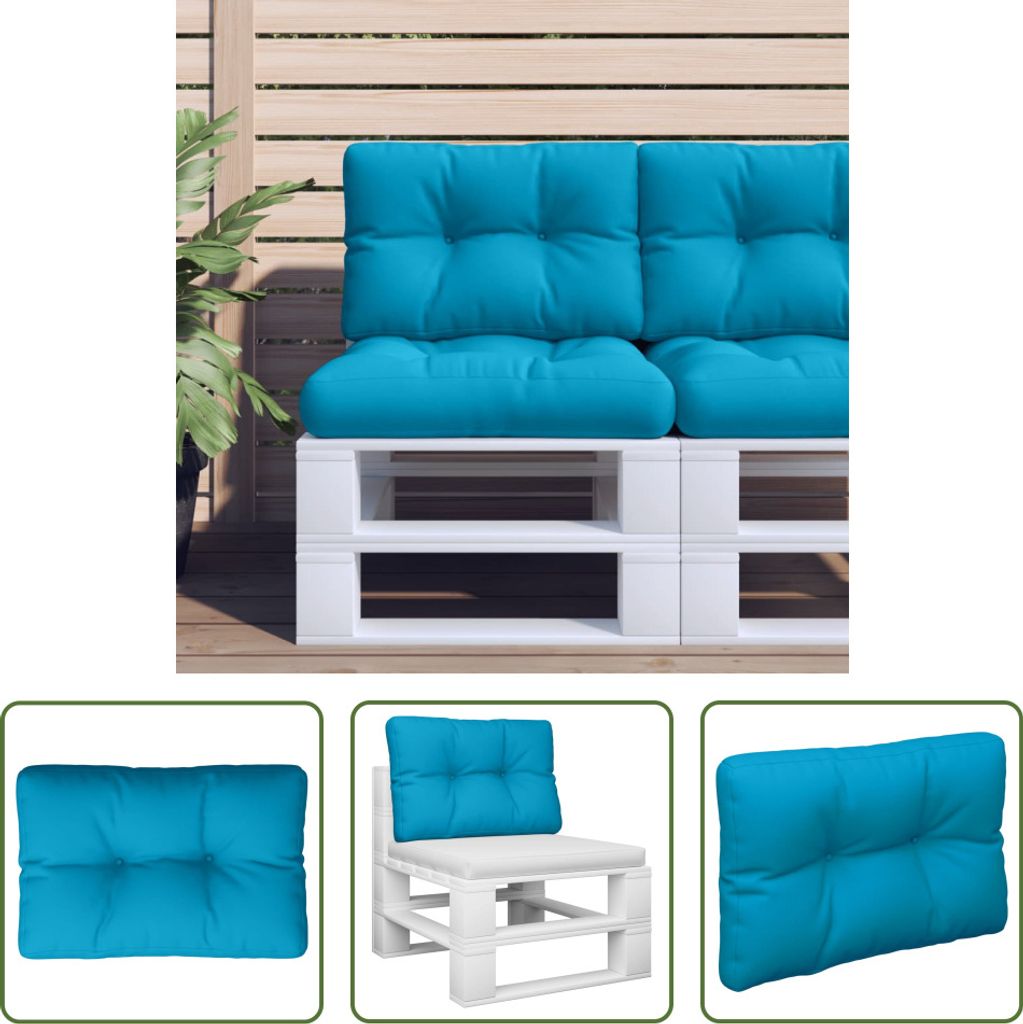 The Living Store Palettenkissen Hellblau 60x40x12 cm Stoff