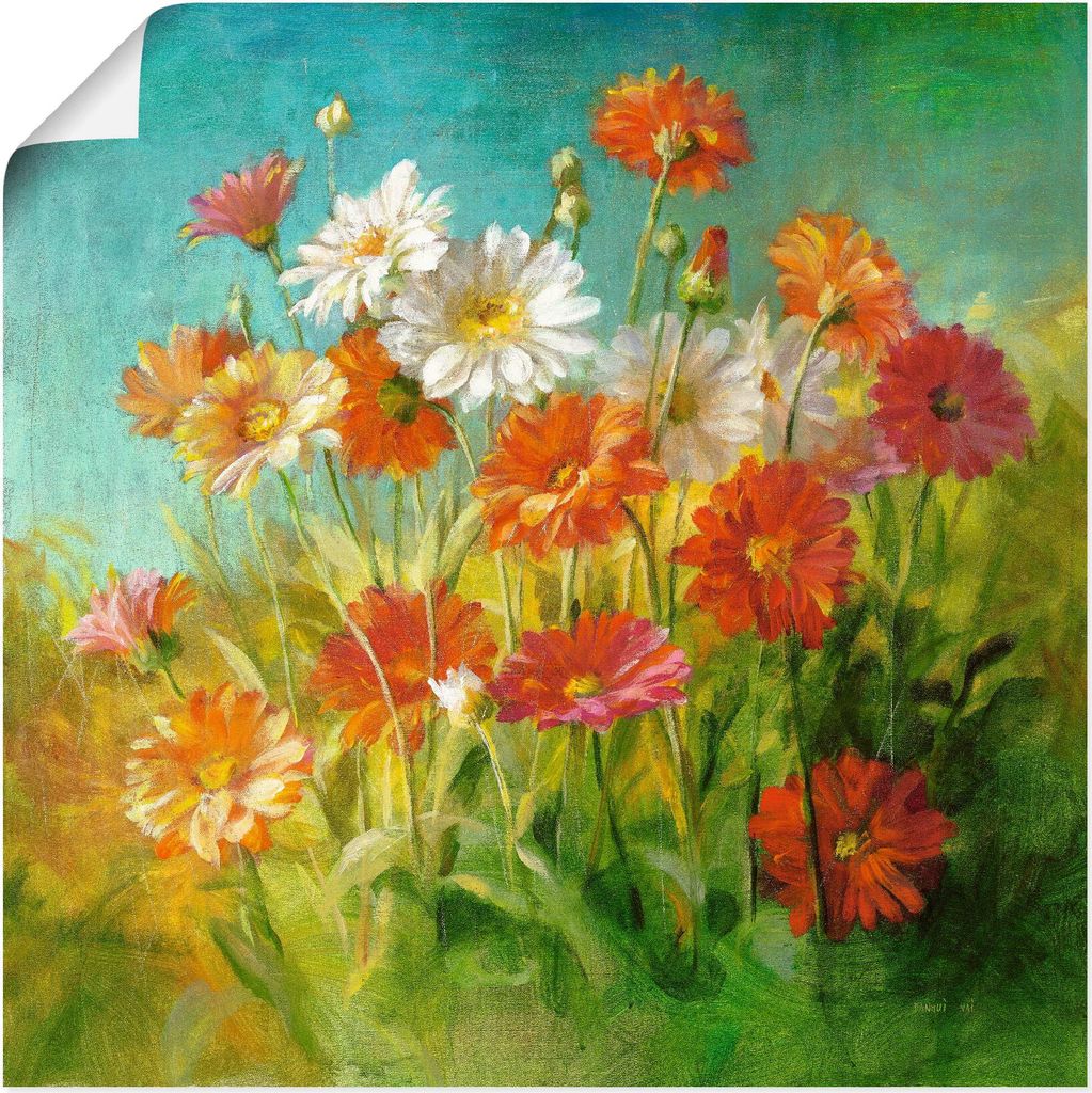 ARTland Poster Gemalte Gänseblümchen Größe: 40x40 cm