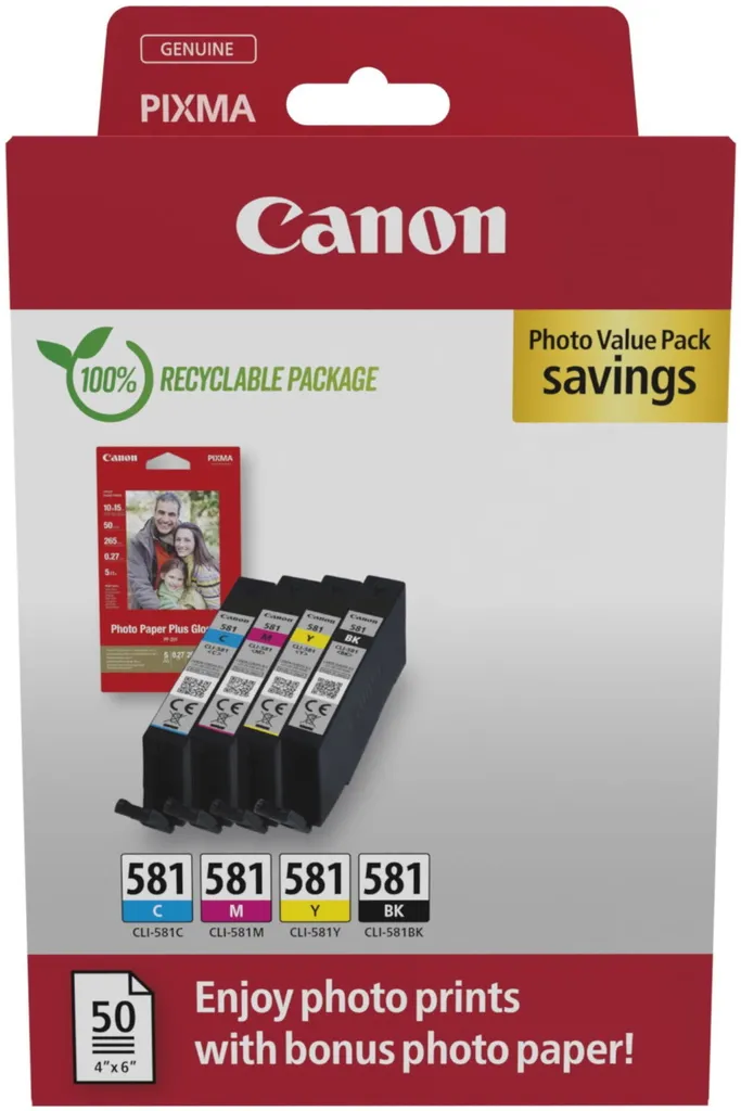 Canon CLI-581 BK/C/M/Y Photo Value Pack Originale - Miglior Prezzo
