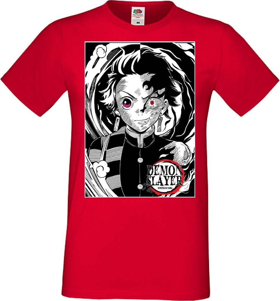 Herren T-Shirt Manga Anime Demon Anime Slayer Tanjiro Kamado 04 Tanjiro, Man 3XL / Rot