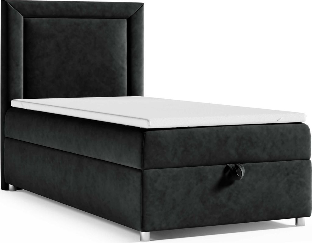 Best for Home Boxspringbett mit Bettkasten Trinity K3-SINGLE 100x200 Bonellfederkern inkl. Topper - Schwarz
