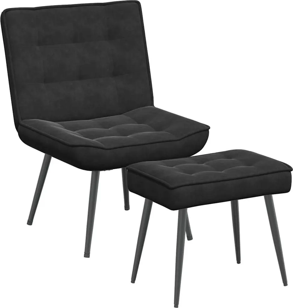 Poltrona Design velluto nero vidaXL con Pouf | Arredo Soggiorno Chic