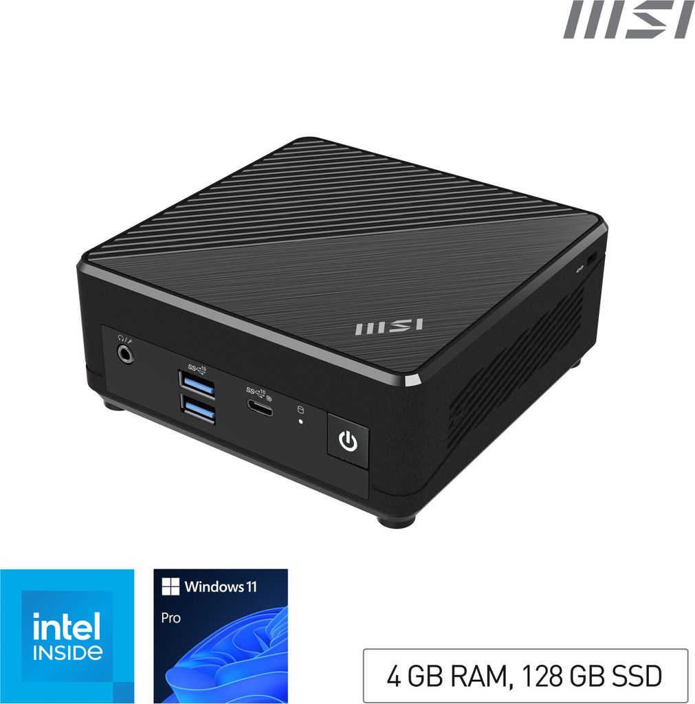 MSI Cubi ADL-001EU N200 Mini-PC Intel Pentium N 4 GB DDR4-SDRAM 128 GB SSD Windows 11 Pro Workstation Schwarz