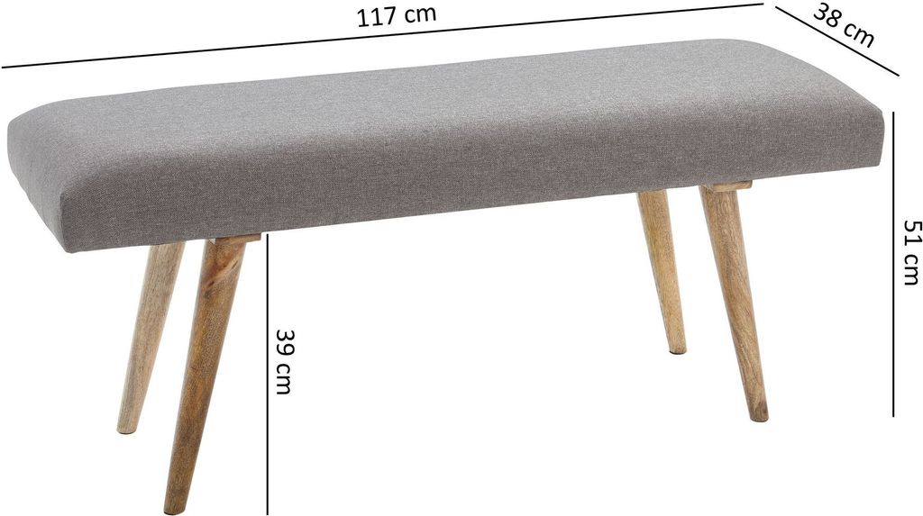 Salim / masívne drevo lavica sivá 117x51x38 cm v retro Obrázok produktu 3