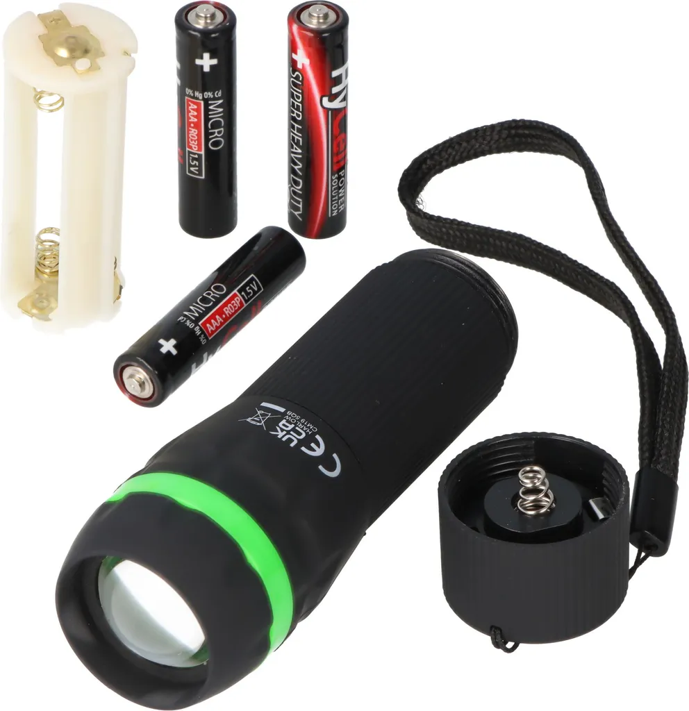 Lampe de poche LED Zoom-Flashlight 1W Noir/Vert : Éclairage d'appoint - 3