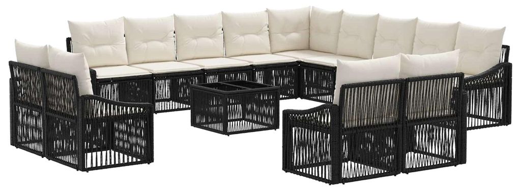 Möbel Gartensofa-set 14 pcs Schwarz Poly-Rattan - Gartenmöbelgarnituren CC1832