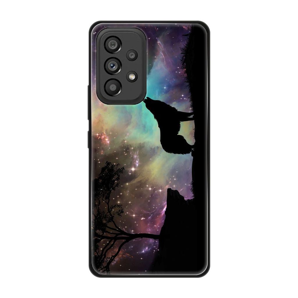 König Design Hülle kompatibel mit Samsung Galaxy A53 5G Kunststoff Soft Handyhülle - Handy Case Wolf Abendhimmel