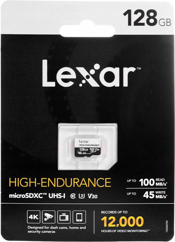 LEXAR HIGH ENDURANCE 128GB microSDXC 100MB/s C10 A1 V30 U3 Zdjęcie produktu 