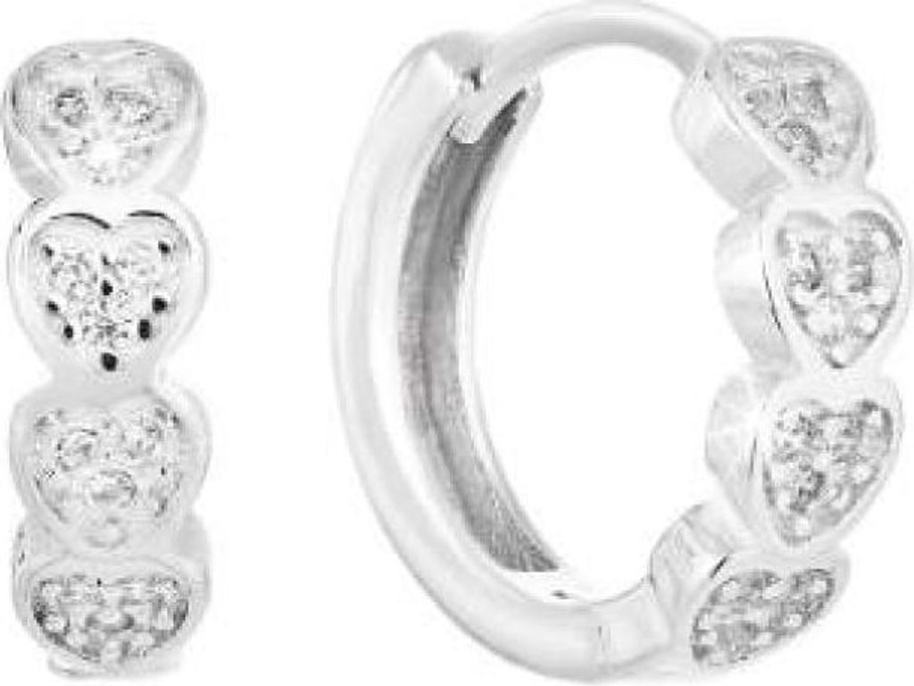 Silver round earrings with hearts 11323.1