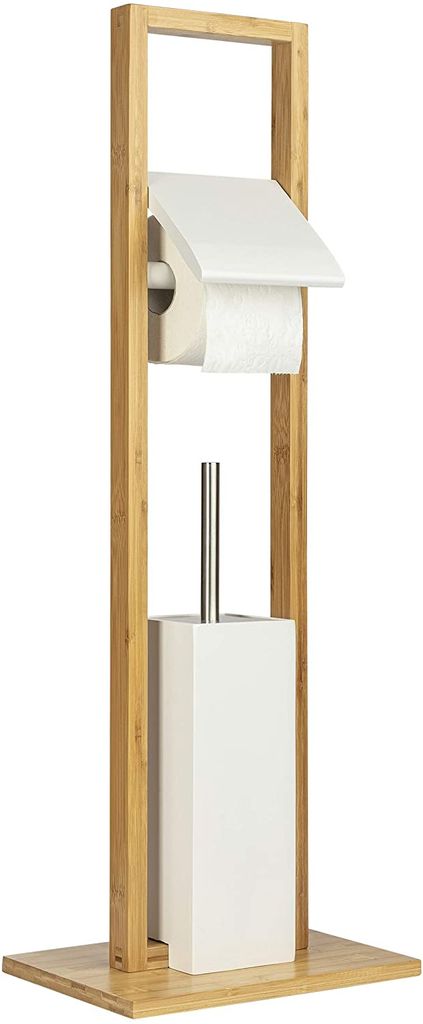 Toilettenpapierhalter WC Klopapierhalter HOLZ & EDELSTAHL Badserie BAMBUS 
