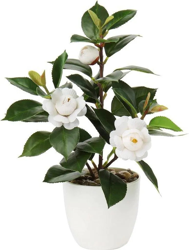 Camélia Artificiel Réaliste avec Pot - Fleurs Artificielles Haut de Gamme