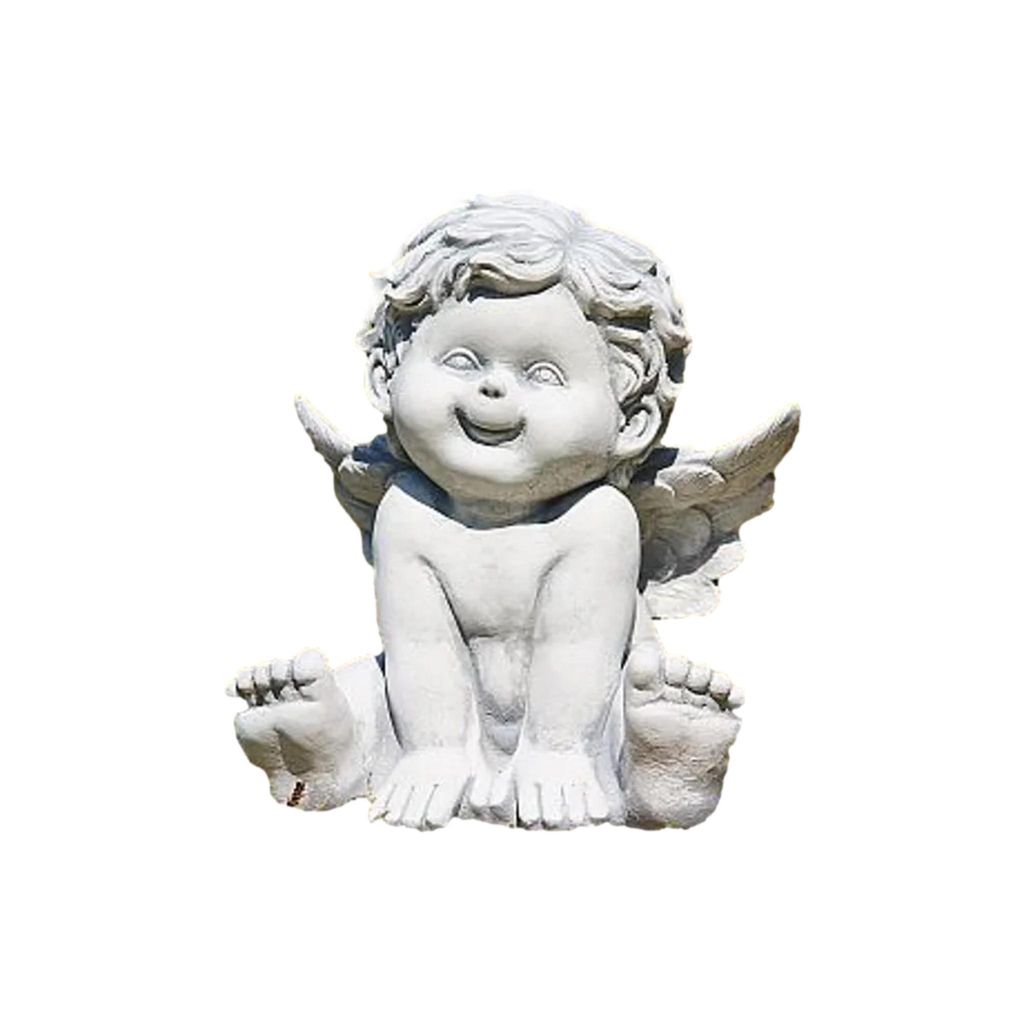 Engel Figur Cherub für den Garten oder die Wohnung aus Steinguss Neu Frostfest Witterungsbeständig, Gartenfigur Gartendeko Steinfigur PO-866