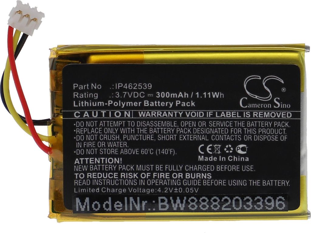 vhbw Akku Ersatz für Phonak IP462539 für Medizintechnik (300 mAh, 3,7 V, Li-Polymer)