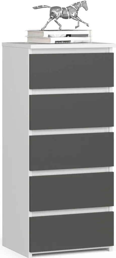 Cassettiera 5 Cassetti CL5 Bianco e Grafite - Mobile Camera Pratico