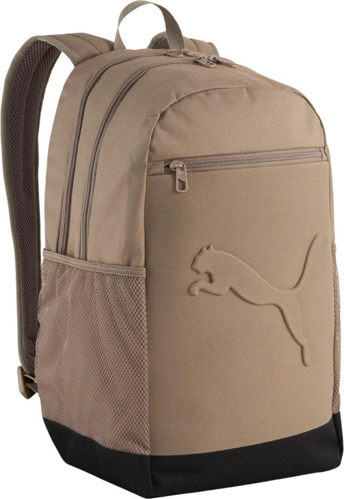 A studio shot of a brown Puma backpack.