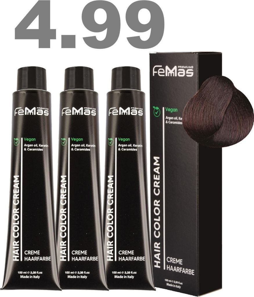 FemMas Haarfarbe mit Arganöl Mittelbraun Schoko Int. 4.99 | 3x100 ml