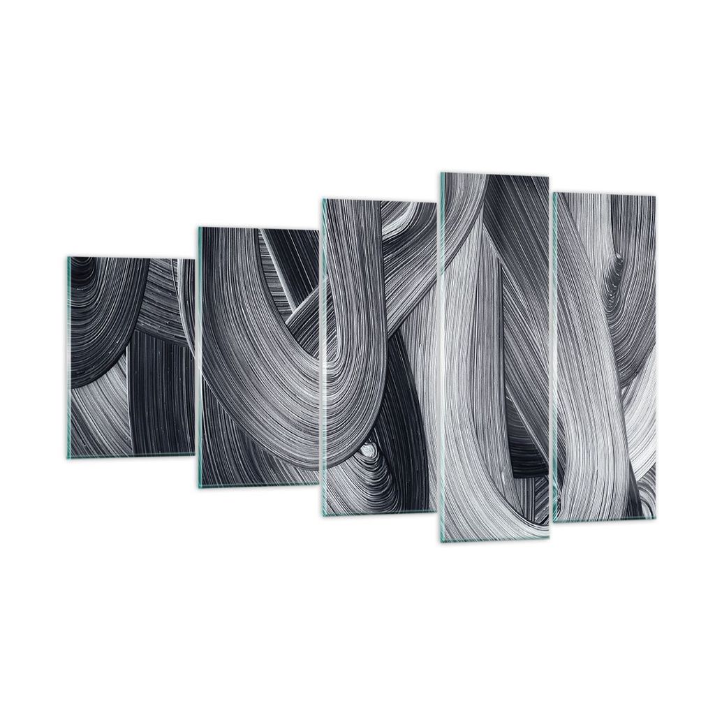 Bilder auf glas - 5 Teile - Farbe Pinsel Schwarz - 100x60cm - Glasbilder - Wandbilder - Bilder - zum Aufhängen bereit - Wanddekoration aus Glas - ...