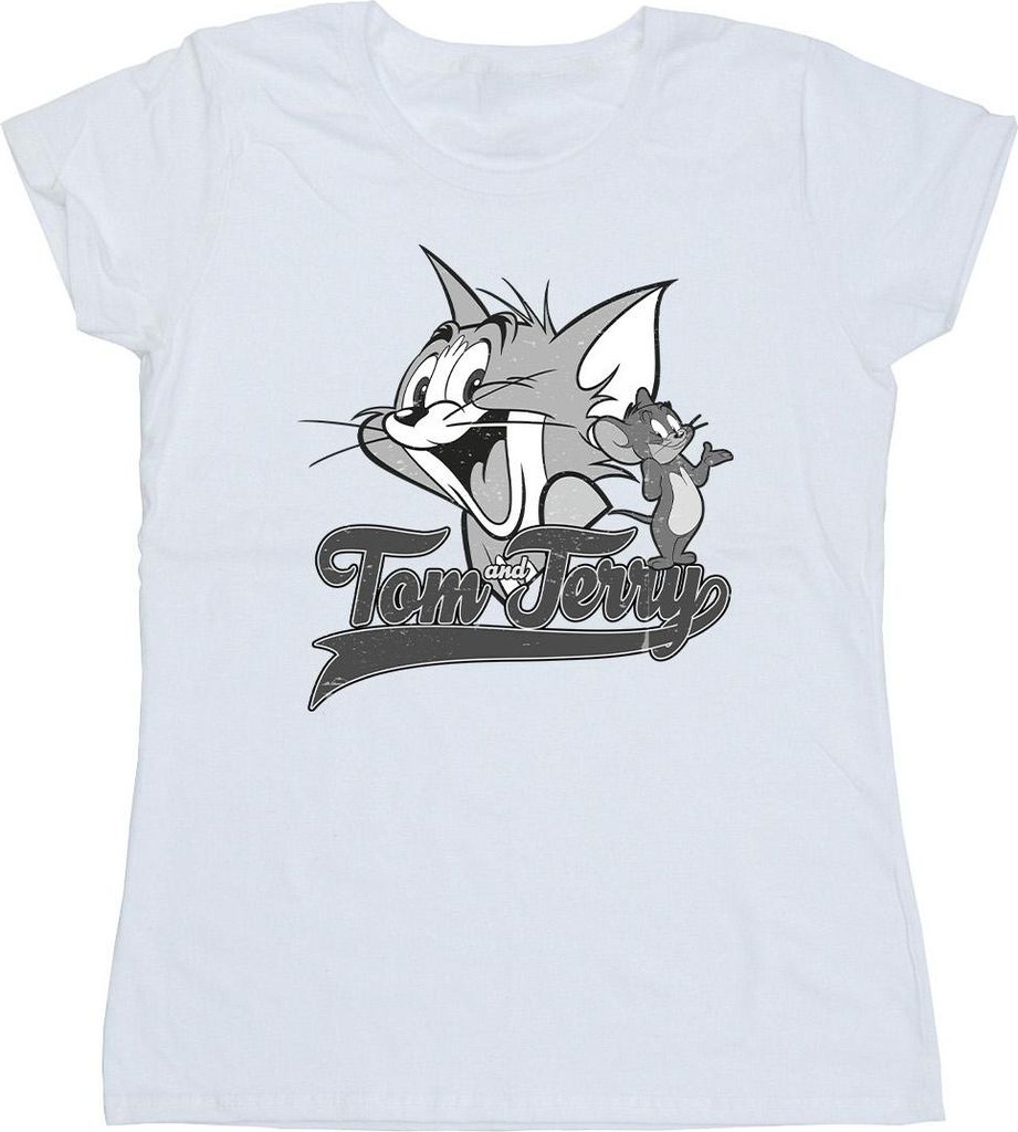 Tom And Jerry - "Greyscale Square" T-Shirt für Damen BI43733 (S) (Weiß)