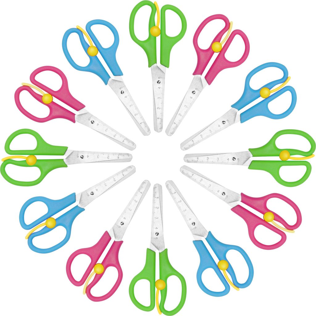 Belle Vous Kinderscheren - 12x Bastelschere Kinder - 12,5 cm - Linkshändige und rechtshändige Kinderschere ab 2 Jahre - Set für Zuhause und Schule