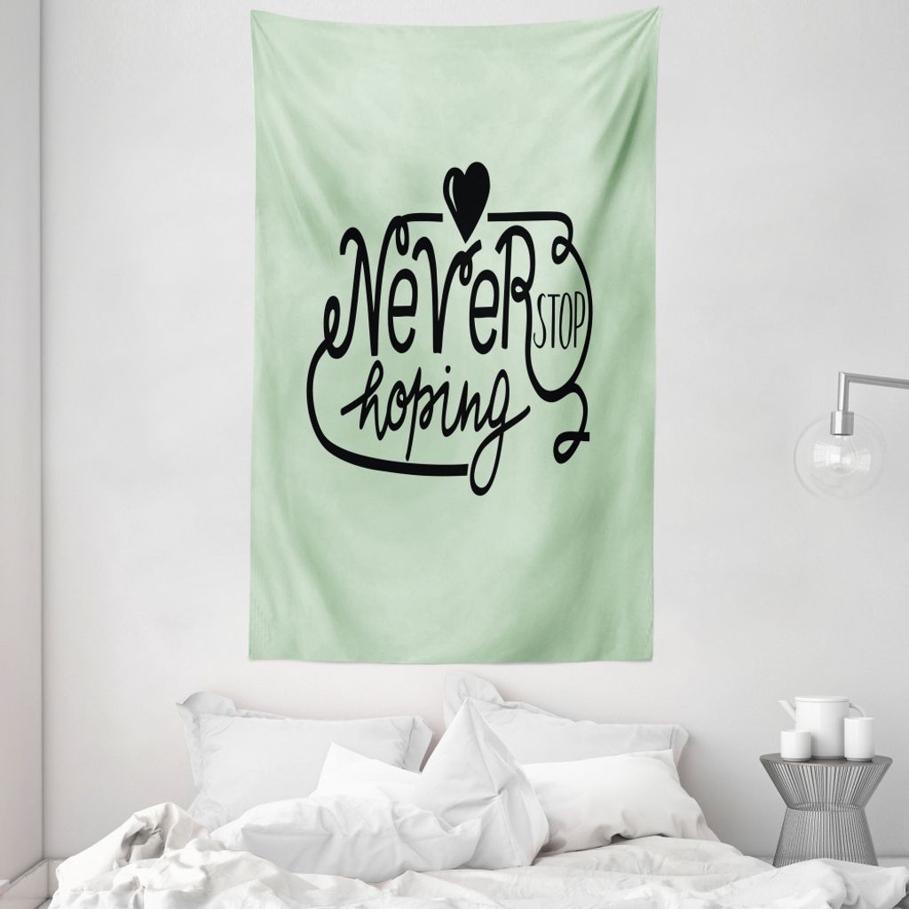 ABAKUHAUS Hoffen Wandteppich und Tagesdecke, Never Stop der Hoffnung Wörter aus Weiches Mikrofaser Stoff Waschbar ohne Verblassen Digitaldruck, 14...