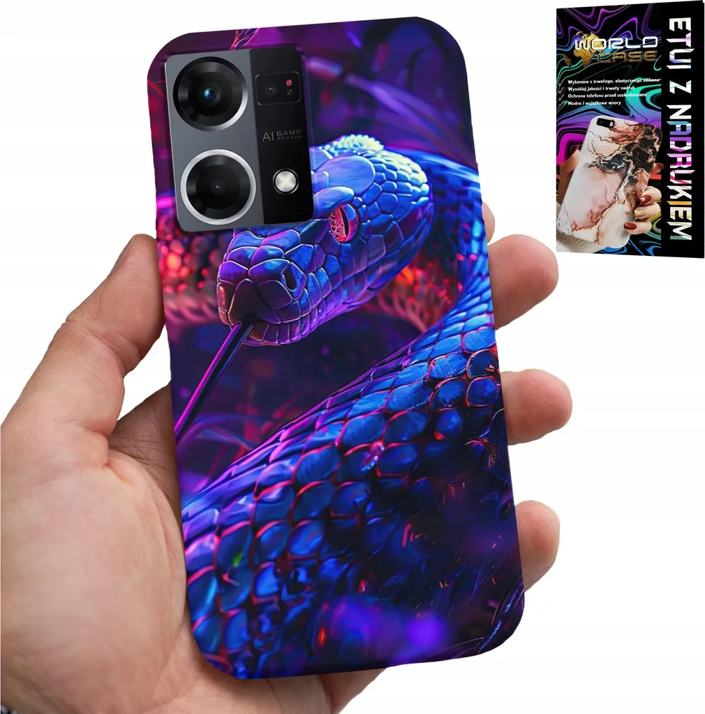 Cover Protettiva Oppo Reno7 4G - Design Snake Reptile & Foil Gold