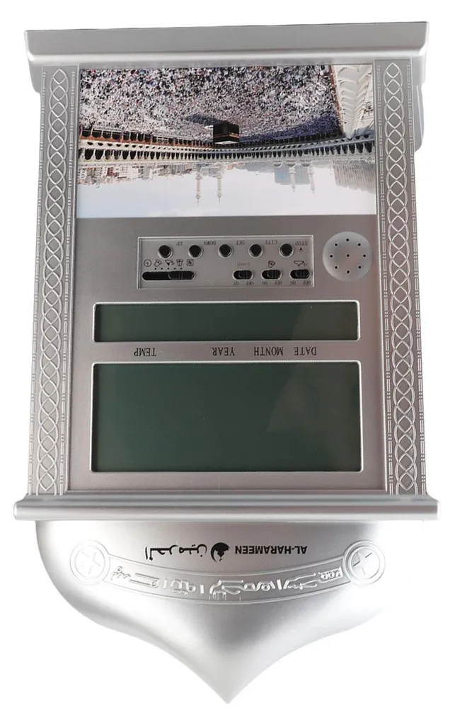 Horloge Azan numérique argentée pour mosquée, calendrier et alarme - 3