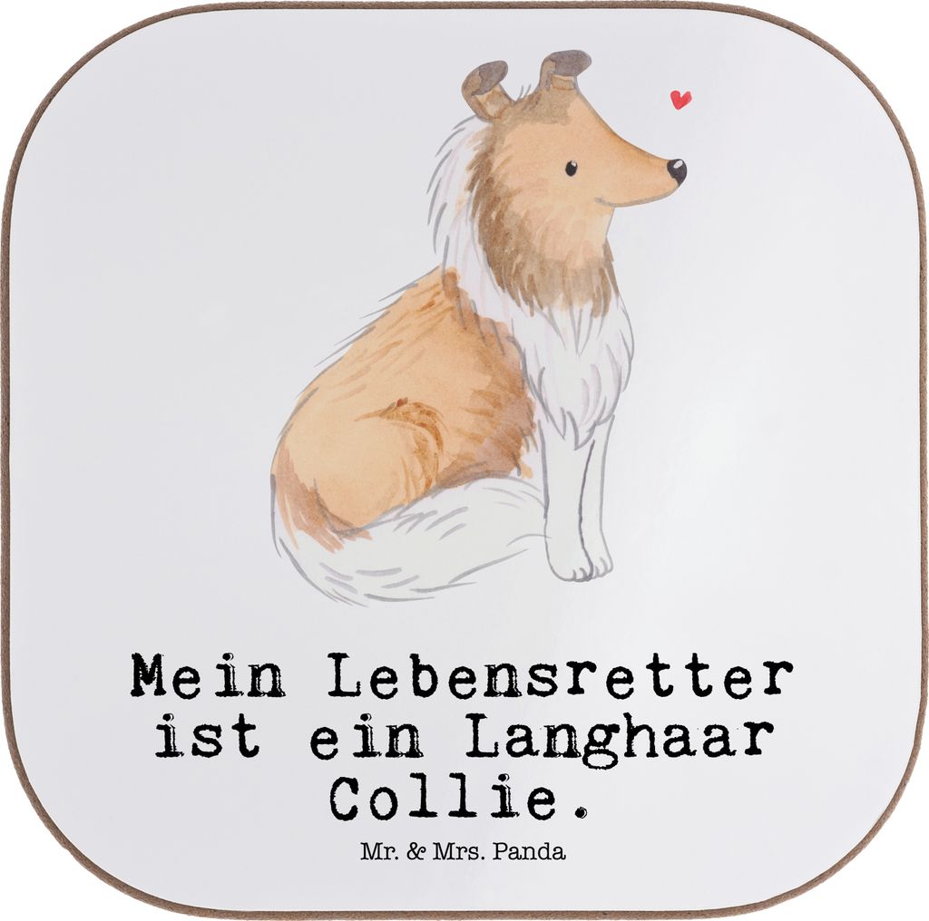 Mr. & Mrs. Panda Untersetzer für Gläser Langhaar Collie Produktbild 