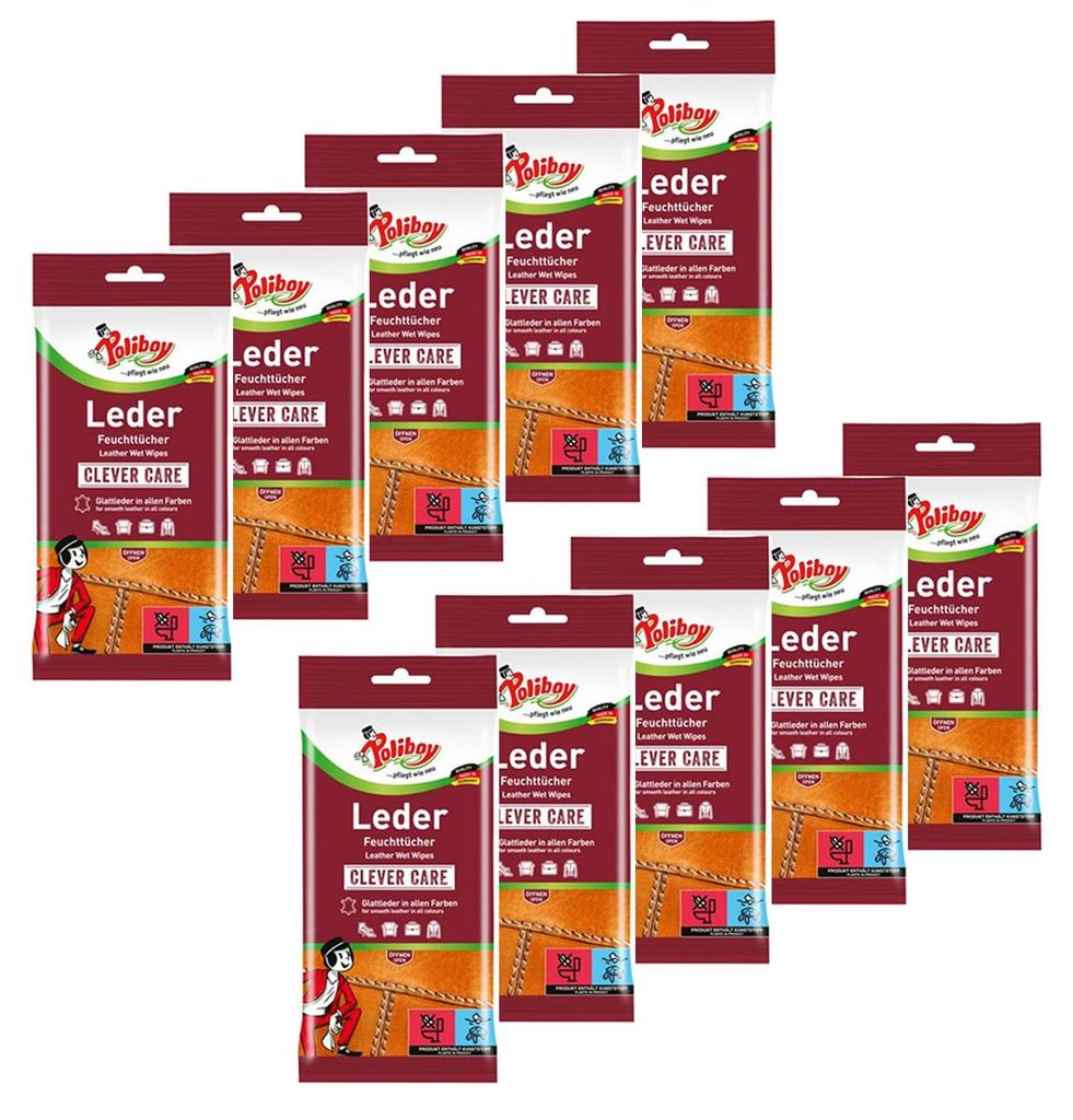 Poliboy Reinigungstücher Leder Pflege 10er Set - Inhalt 200 Produktbild 
