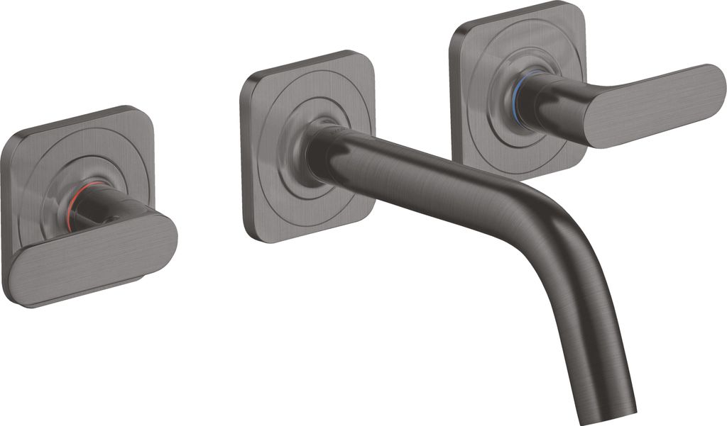 hansgrohe AXOR Citterio 3-Loch Waschtischarmatur Unterputzmodell für Wandmontage mit Auslauf 166 mm, Hebelgriffen und Rosetten, 34313340