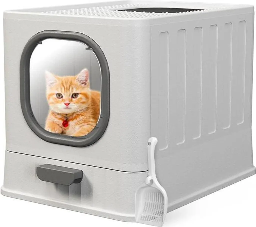 Maison de toilette pour chat format XL avec toit amovible et nettoyage aisé