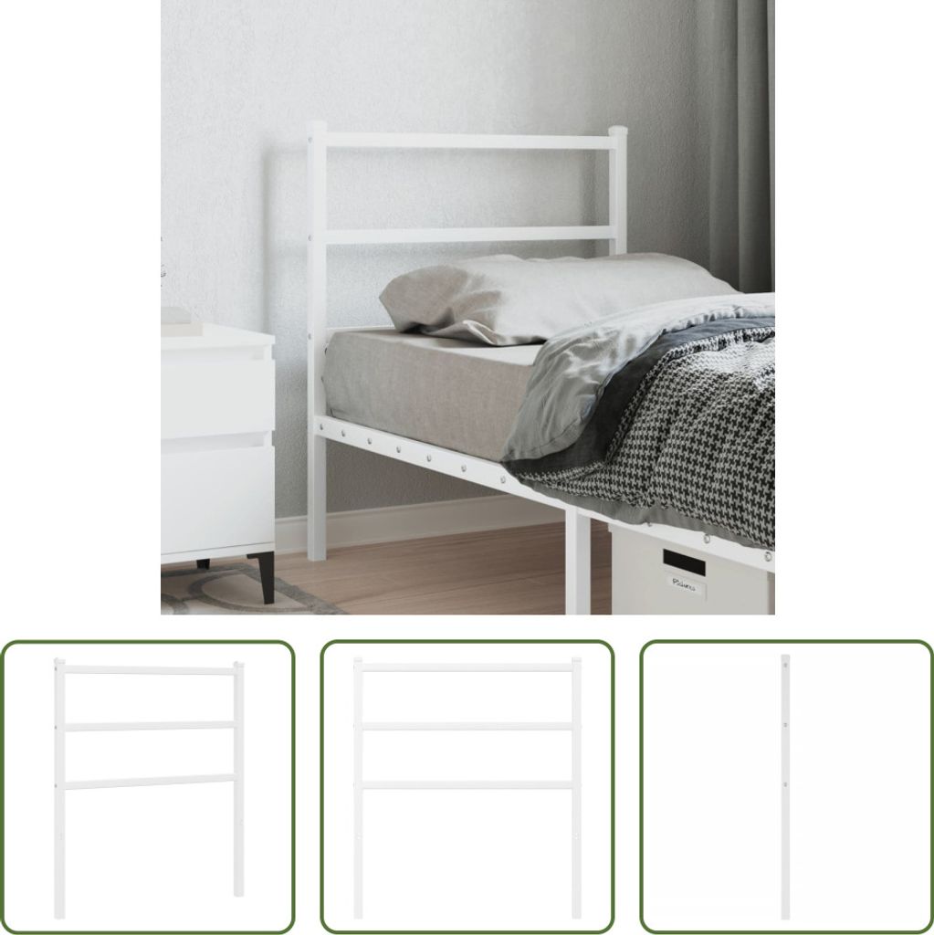 The Living Store Kopfteil Metall Weiß 80 cm