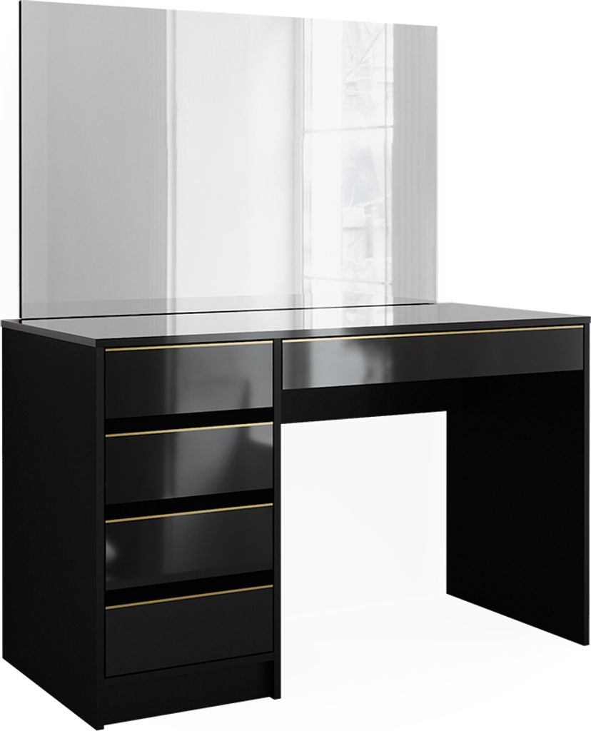 Schminktisch Vicco Sherry Schwarz/Gold 120 cm mit Spiegel, Model 47715