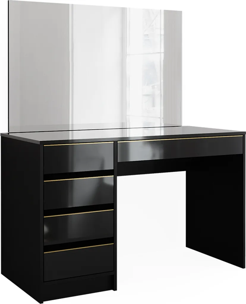 Meuble coiffeuse de chambre Vicco Sherry noir 120cm pour rangement bijoux