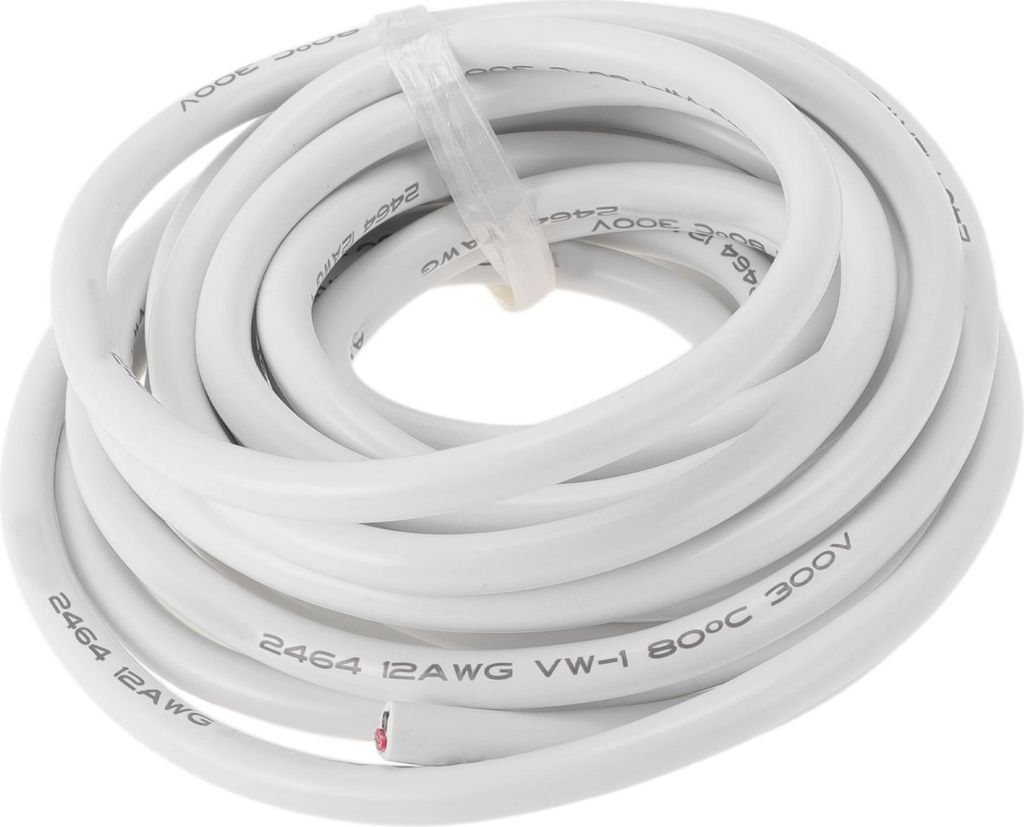 Elektrische Masseleitung Automobil-Stromleitung 20FT Weiß TC 1 Stück 12AWG 2 Leiter Vollständig isoliert & Soft-Touch-Mantel Universal