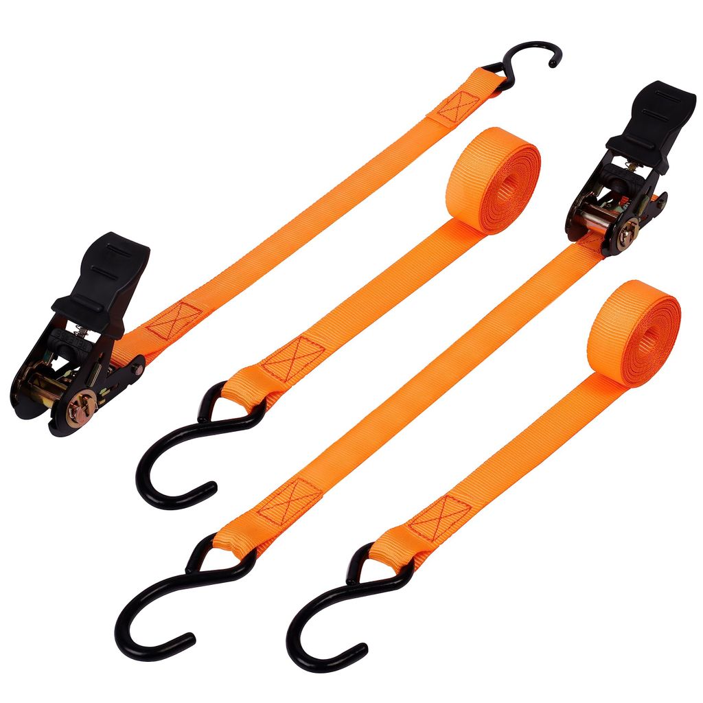 Belle Vous (2er Pack) Spanngurte mit Ratsche und Haken & Gummigriffen - Spanngurt 4m Lang & 25 mm Breit - 500 kg Bruchfestigkeit - Robuste Zurrgurte
