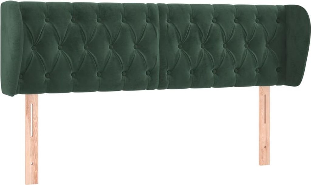 vidaXL Kopfteil mit Ohren Dunkelgrün 147x23x78/88 cm Samt