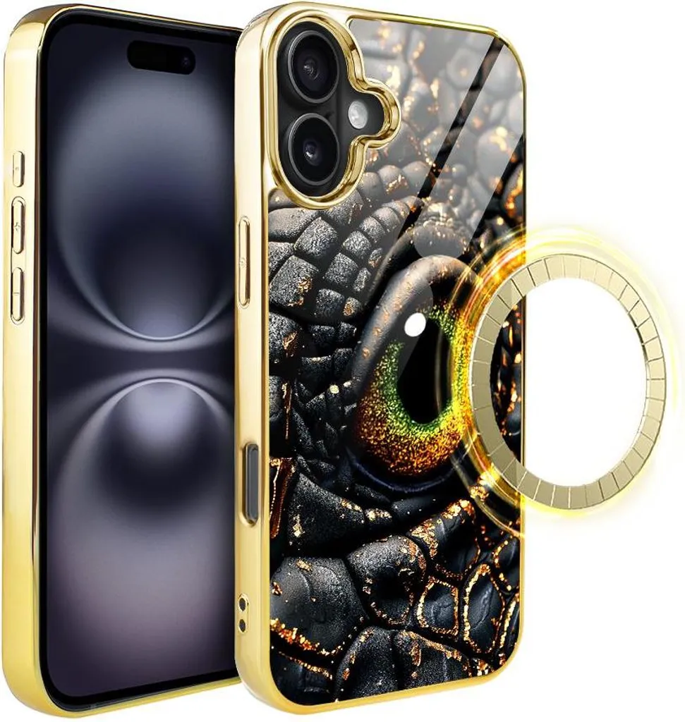 Offerta Custodia IBIZU Elite iPhone 16 MagSafe Vetro Gold Dragon