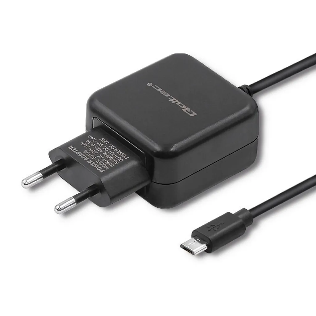 Alimentatore MicroUSB Qoltec 50196 - 12W Sicuro per Tablet e Giochi Bambini