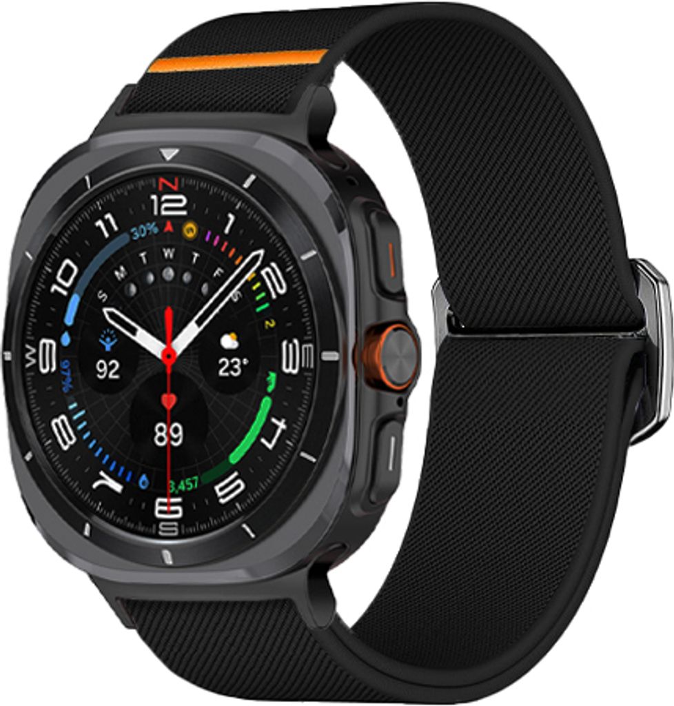 INF Samsung Watch 7 Ultra Armband - Atmungsaktives Nylon Sportarmband (Schwarz)