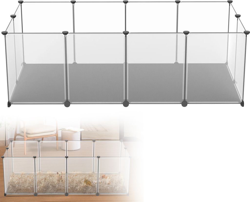 XMTECH Gehege für Kleintiere mit Bodenplatten 125x63x42 cm – Kleintiergehege, Freilaufgehege Kaninchen, Meerschweinchen Gehege & Käfig, robuste...