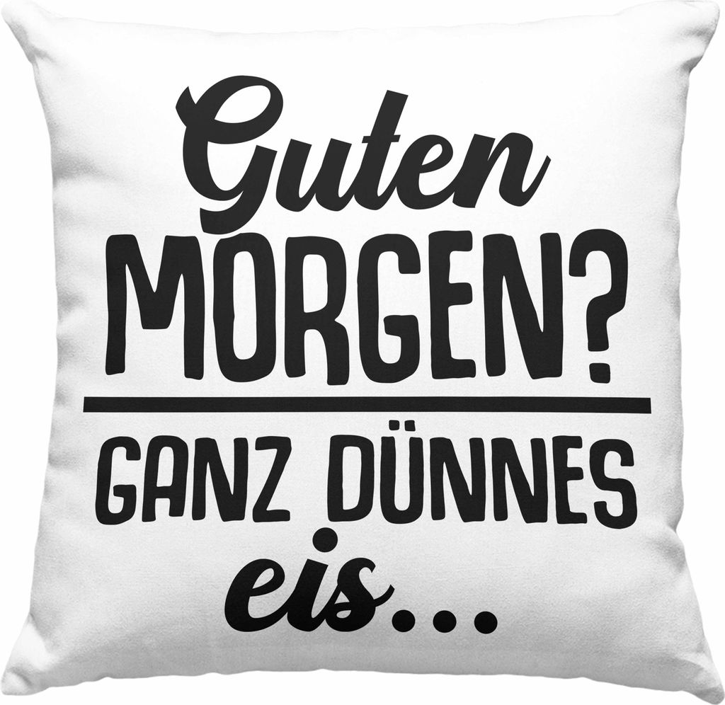 Trendation - Guten Morgen? Ganz Dünnes Eis Deko-Kissen mit Füllung 40x40 Geschenk Lehrer Geschenkidee Kollegen Kollegin (Grau)
