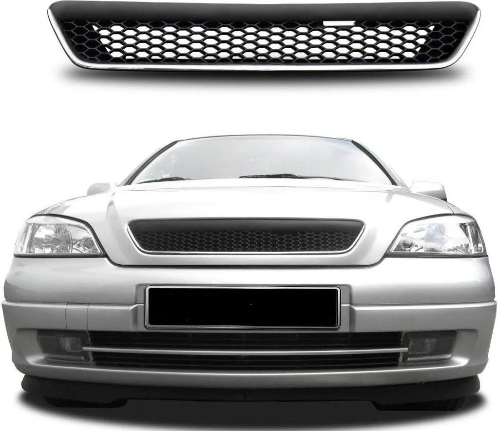 Calandre avant sport noire pour Opel Astra G design nid d'abeille