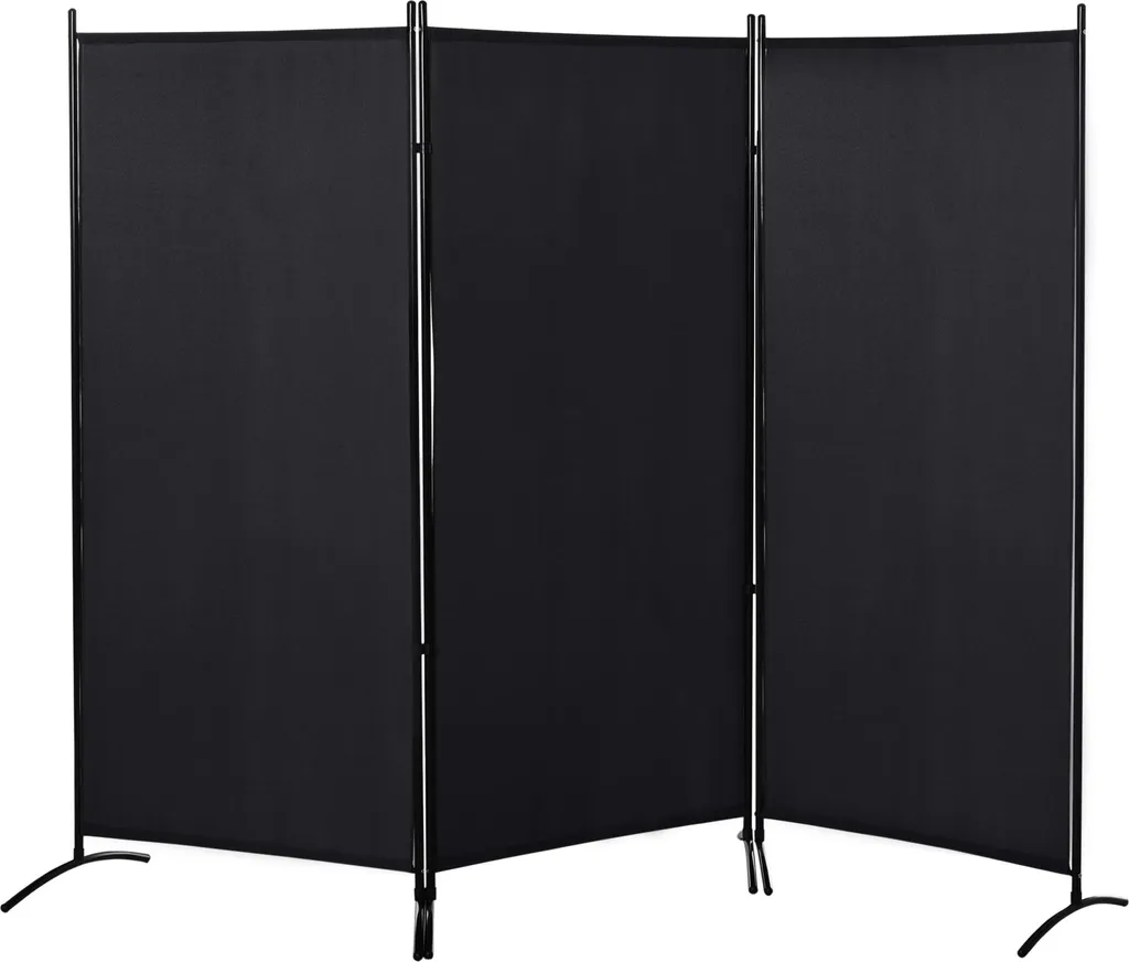 Paravent 3 panneaux HOMCOM 2,53x1,82 m brise-vue séparateur noir